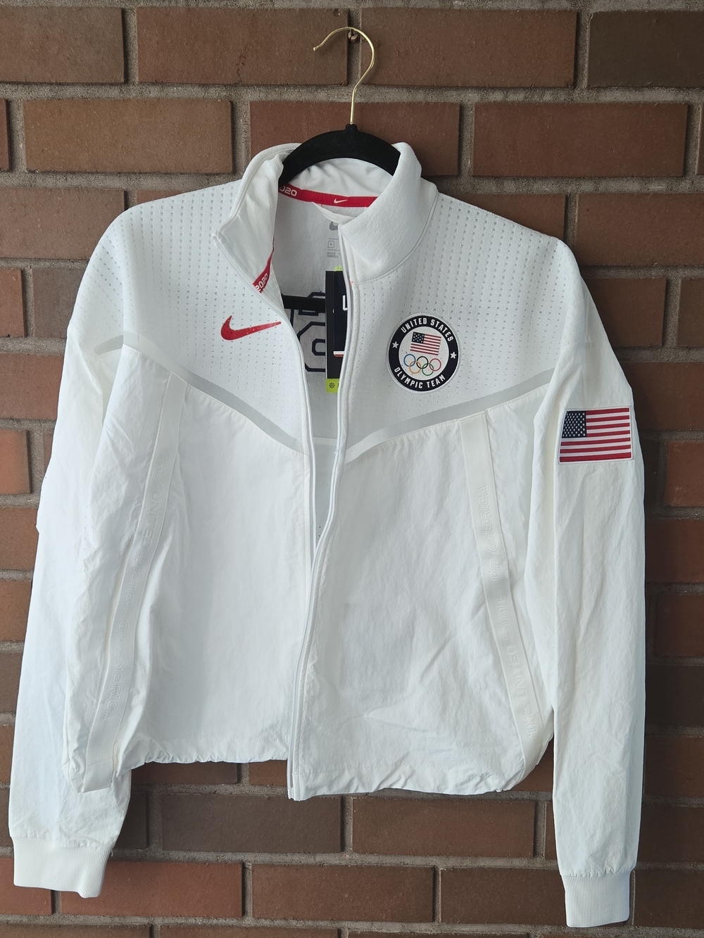 Nike White and Red USA Olympic Varsity Jacket